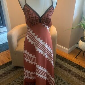 Geometric Patterned Maxi Dress - Brown and Black